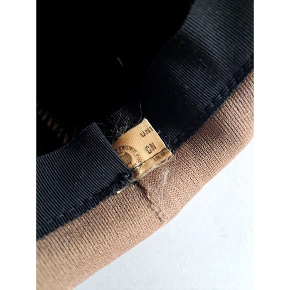 Women's Vintage Bucket Hat Black Brown Stitching Union Made Mid Century 22" - Picture 9 of 9